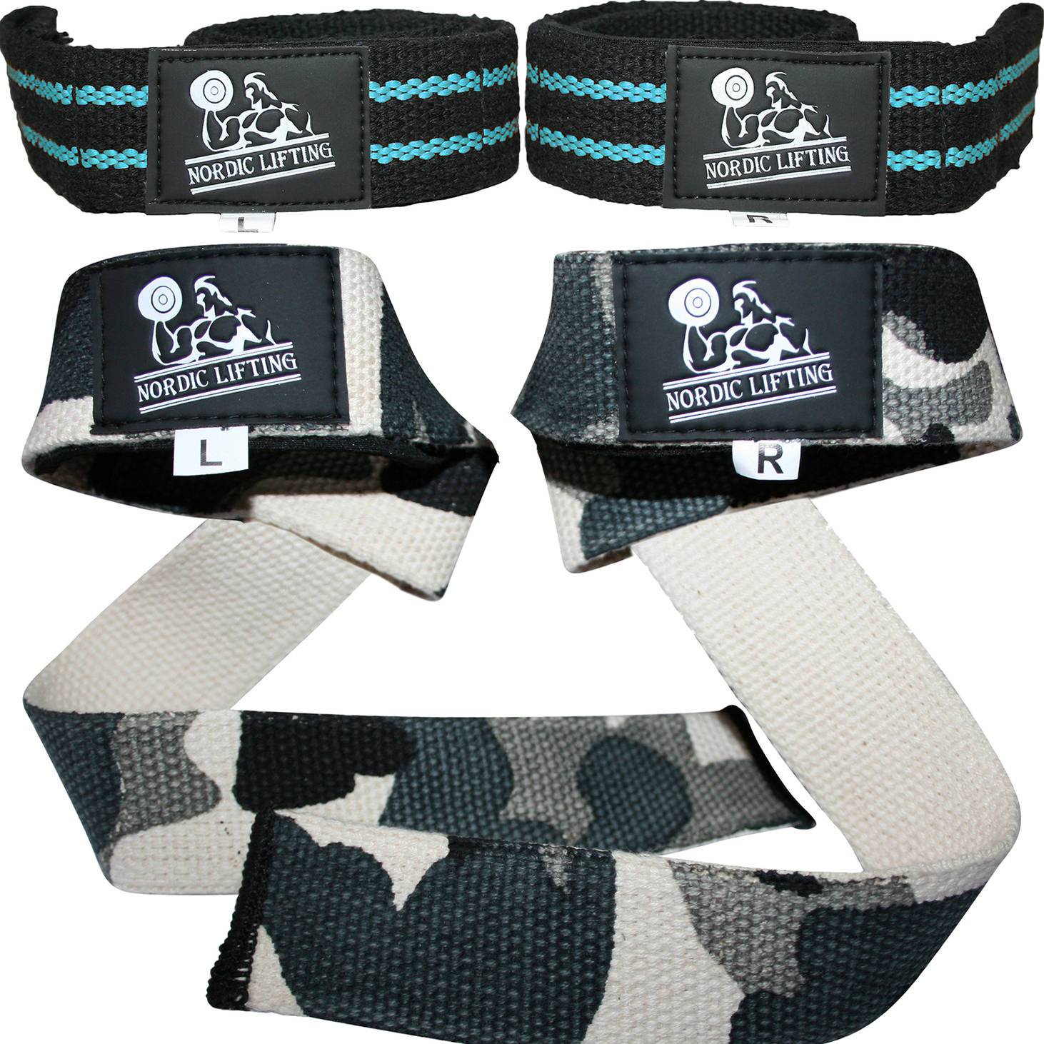 Aqua Blue  Camo Grey Lifting Straps